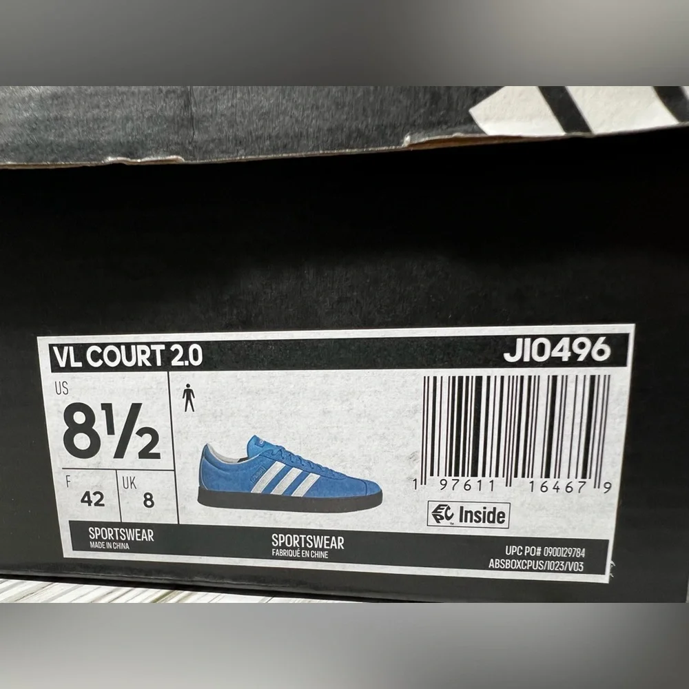 Adidas VL Court 2.0 Semi Blue Burst men’s sneakers shoes size 8.5 JIO496 lace up